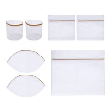 VISVIVA 圓筒形內衣洗衣袋 2入+迷你方形洗衣袋 2入+圓弧型洗衣袋 襯衫針織衣用 2入+洗衣袋 特大型, 1套