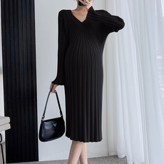 MA 임산부 세련 롱 원피스