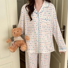 안나앤코 여성용 러브썸 긴팔 잠옷 파자마 상하의 세트