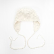 MystiKotita 柔軟保暖飛行員帽 浣熊毛 輕柔護耳帽 製作 編織 DIY 材料包, 象牙白, 1個