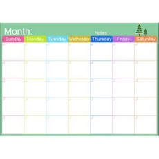 월간 고무자석 가로형 스케줄 보드 올리브 레인보우