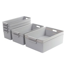 BELLAHOUSE 素色收納盒 L號 2入+M號 2入+S號 4入, 灰色