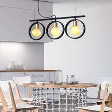 元和室內吊墜三燈檯燈 DL18861-3, 黑色+金色