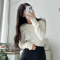 토마토팩토리 여성용 크레타 하객룩 골지 라운드넥 니트