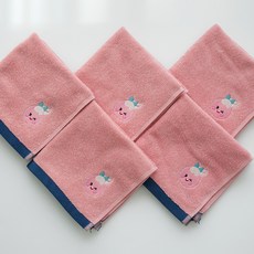 충무타올 브레드이발소 30수 캐릭터수건 고리 핸드타올, 마카롱, 5개