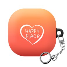몬드몬드 Happy place 하드 무선 이어폰 케이스 + 메탈릭 키링, 버즈프로, 버즈라이브, 옐로우오렌지, 1개