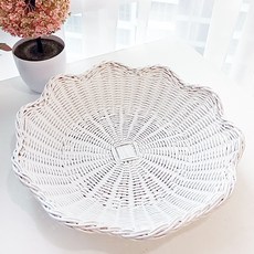 Rattan Shop 高級藤製飯店餐盤多用途藤籃托盤 大 J081W, 白色, 1個