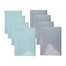 STUDIO EIGHT 雙口袋透明文件夾 10p 2pcs x 4p 套組, 綠色, 灰色, 1套