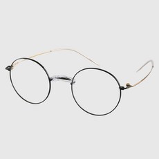 NUELEMEN 圓形圓潤纖薄IP β鈦情侶時尚無鼻墊雙色馬鞍鼻樑眼鏡框