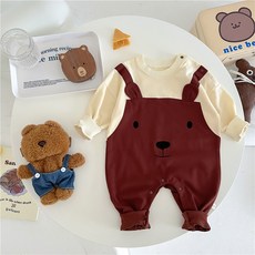 스타도어 유아용 일체형 곰돌이멜빵 긴팔 우주복