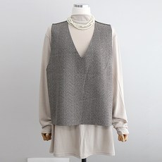 이얀 헤링본 컷팅 임산부 조끼