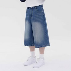 男女通用復古水洗七分百慕達牛仔褲 CU7M