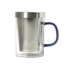 티도요 홈카페 스텐 차망 티머그컵 G107 500ml, 블루, 1개