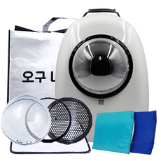 예펫 반려동물 우주선 이동 가방 + 방수매트 + 선물가방 세트, 화이트(가방), 랜덤발송(매트), 1개