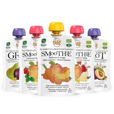 ALEX&PHIL 鮮果泥 5入, 水梨荳蔻口味+水蜜桃香草口味+紅蘿蔔芒果口味, 1組