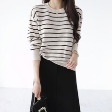 Zenit 女款 Soma 條紋寬鬆版圓領針織衫 n1630