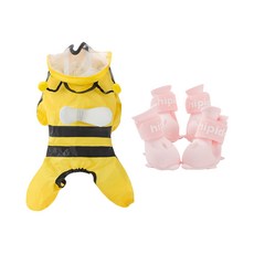 Carno 卡諾 韓國 蜜蜂雨衣 + 雨靴 套裝, 粉紅色