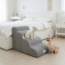 CREAM PET 狗狗防滑防水4層階梯, 灰色, 1個