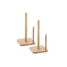 原木多功能廚房紙巾架 長方形 L號, 木色, 2個