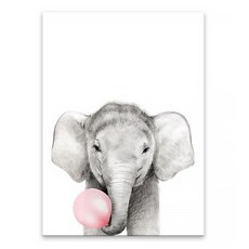 마켓에이 풍선껌 동물 일러스트 포스터 코끼리