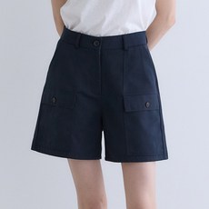 ourhope 女款素色工裝口袋短褲