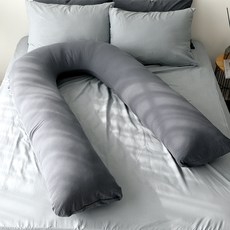 nathanael U型素色長抱枕套, 木炭