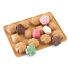 Kota 矽膠 玫瑰 鬱金香 四葉草 模具 12格 MP426, 1個, 單一顏色