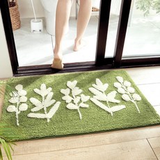 Market A綠色葉子吸水腳踏墊 50*80cm, 白葉, 1個