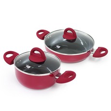 ELO 인덕션 스칼렛 세라믹 냄비 세트 2개, 레드, 양수냄비 22cm + 전골냄비 24cm, 1세트