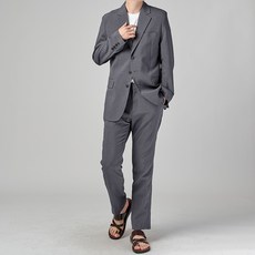 Bareu 男士亞麻翻蓋口袋三扣基本款西裝套裝 BU3001
