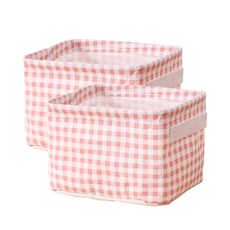 Minette 棉質布料收納籃, 粉紅色, 2個