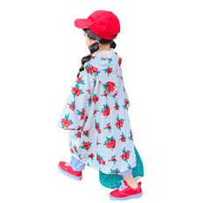 Miso Papa女童款馬賽克玫瑰連帽長夾克