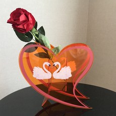 따니네 인테리어 아크릴 화병 ZSP040, 하트 오렌지