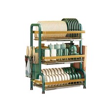 DND DND堅固餐具瀝水架 小型, 3層, 綠色 金色, 1組