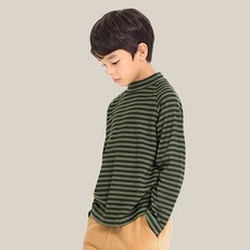 unifriend 兒童柔軟條紋半高領T恤