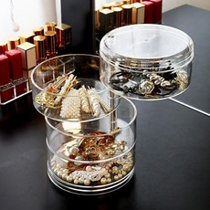 前程似錦 4層飾品旋轉收納盒, 1個, 透明