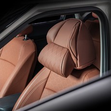 VENDICT 車用頭枕皮革頸枕 一體成形 VER2, 1個, 太妃棕