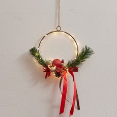 ASPASIA 裝飾花圈, 紅色 + 金色, 直徑 20cm, 1個