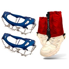 X Peak 11P冰爪+Trail短緊身褲組, 海軍藍(冰爪)、紅色(鞋口)