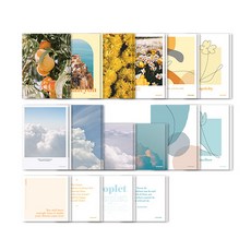 pawpaw paper 情感室內明信片 2件套, 黃色, 藍色, 2套