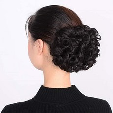 하이유니 롤 빵 왕 똥머리 헤어피스, 네츄럴블랙, 1개