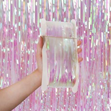 Market A極光鐳射派對裝飾布簾 1*3m, 淺粉色, 3個