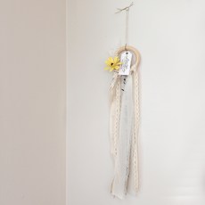 ASPASIA 溫暖木環緞帶捕夢網 + 禮物包裝組, 黃色