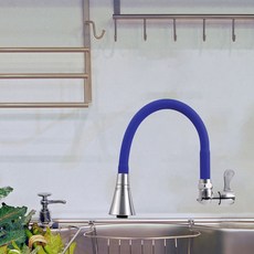 ER TECH 替換用眼鏡蛇式橫向單把一體式伸縮軟管水龍頭 藍色, 1個