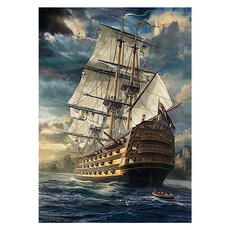 KMELLIE 畫框型 3D 大航海時代 圓形方塊 DIY 鑽石畫 40 x 50 cm, 混合顏色, 1個