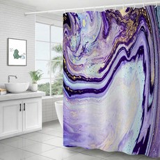 大理石紋浴簾 05紫色 180 x 180 cm, 05 Purple, 1個
