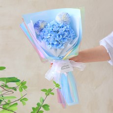 Scent Basket 人造花 繡球花 絲花 極光花束, 天藍色, 1個