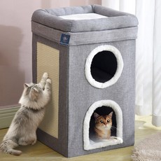 DING DONG PET 巢型軟墊貓抓板雙層屋, 1個, 灰色