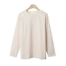 플랜데이 여성용 데일리 라운드넥 기본 무지 긴팔 티셔츠