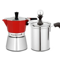 Comac 電磁爐摩卡壺 ED1 + 牛奶起泡器 S7 套裝, 1套, 混合色